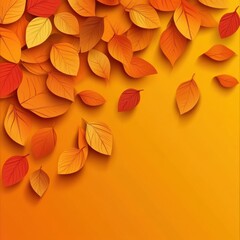 Minimalist autumn background paper leaves illustration