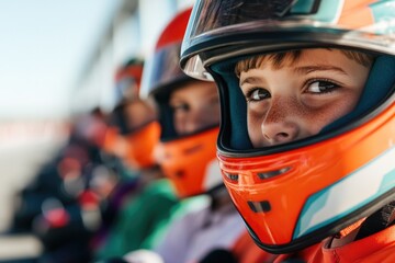 Young racer prepares for exciting competition, showcasing determ