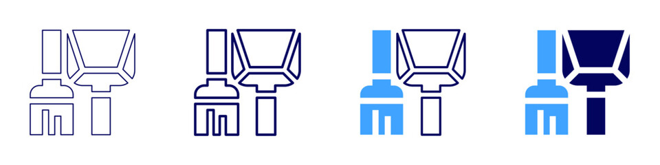 Cleaning tools icon in 4 different styles. Thin Line, Line, Bold Line, Duotone. Duotone style. Editable stroke