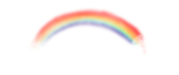 Fototapeta premium Rainbow Between Clouds Sky, Realistic Digital Illustration, Soft Fluffy Clouds with Vibrant Colors, Perfect for Weather, Nature, and Dreamy Backgrounds Pretty Colorful Girly