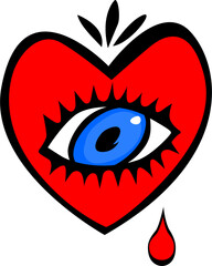 Ilustración de un corazón con un ojo