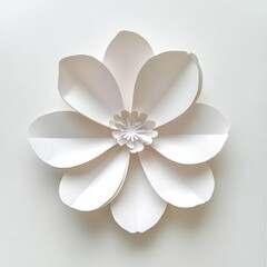White Flower Applique for Children on White Paper Background