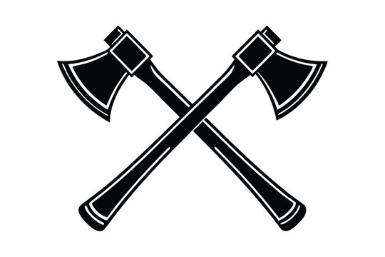 two axe icon  silhouette vector on white background
