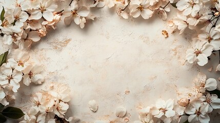 Obraz premium Delicate White Flowers and Petals Surrounded by a Textured Background