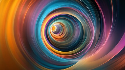Swirls of color burst outward from the center, forming abstract circles and spheres. The gradient hues create a dynamic, eye-catching design perfect for backgrounds, wallpapers, or graphic templates.