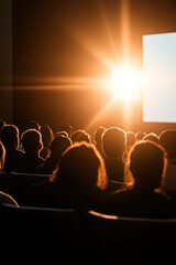 Bright light illuminates audience watching captivating performan