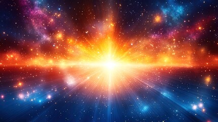 Fototapeta premium Abstract space background with bright galaxies, energetic rays, and glowing cosmic clouds