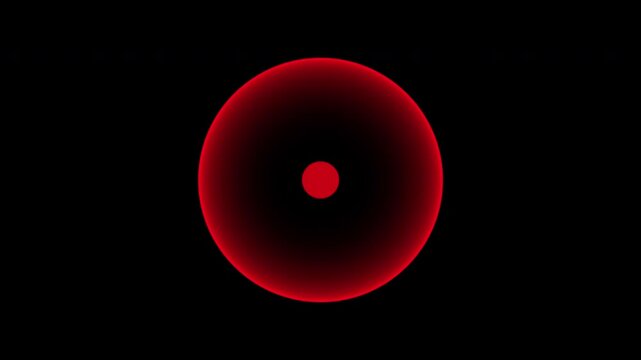 A glowing circle on a black background surrounds a red pulsing dot. This isolated looped animation has an alpha channel.