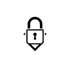 Black padlock icon on a white background. Minimalist, simple illustration of a secure padlock for digital security.