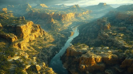 Obraz premium Scenic Canyon River Valley Sunrise