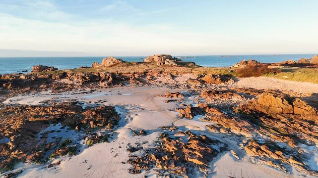 Drone flight over cobo beach Grandes Rocques Battery 28