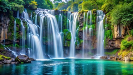 Obraz premium Stunning waterfall cascading down into the water, liquid beauty, scenery, liquid beauty, scenery, natural wonders