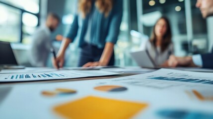 Blurred Business Meeting: Analyzing Data & Charts