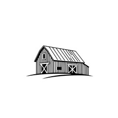 Farmhouse barn outline in black and white.