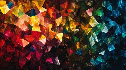 A collection of colorful fractured shapes with intricate details