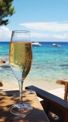 Champagne glass beach view