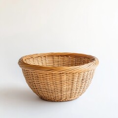 Fototapeta premium Empty Wicker Bowl Against White Background