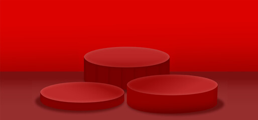 3d red round pedestal podium. background can be add on banners flyers or web. podium for outstanding luxury product advertising