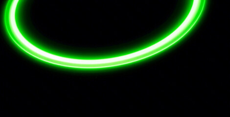 Obraz premium Glowing green light ring black background grainy gradient noise texture poster banner backdrop abstract design
