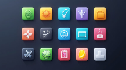 Green ecology energy conservation icons and outline style ecological world power vector illustration.