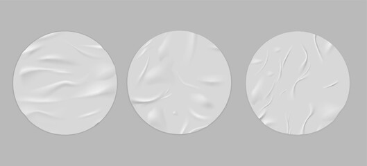 Round paper stickers with wet wrinkled texture.