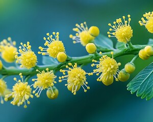 Close-up yellow flowers branch nature