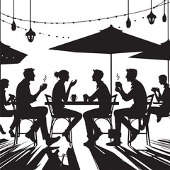Group Chatting at a Coffee Vector Illustration