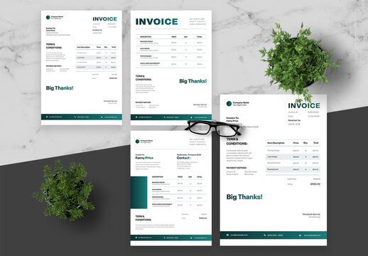 Gradient Green And Black Invoice