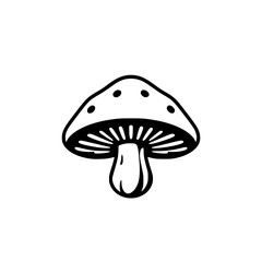 Simple black and white mushroom illustration with dots