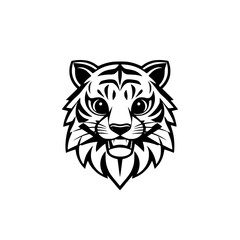 Bold Tiger Head: A minimalist, black and white, vector illustration of a stylized tiger head. The image focuses on detail.