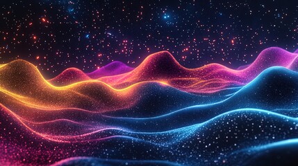 Abstract space background with vibrant galaxies, glowing energy flows, and luminous cosmic structures 
