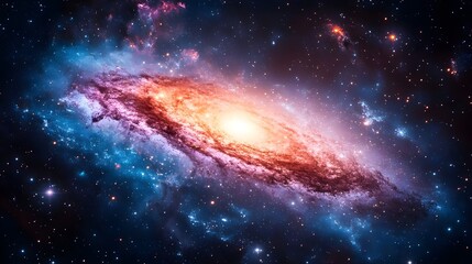 Fototapeta premium Stunning Spiral Galaxy in Deep Space Cosmic Nebula Star Clusters and Celestial Wonders