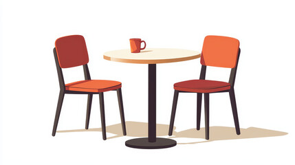 Cafe tables in restaurant setting vector dining furniture table and chair for romantic lunch dinner date in cafeteria illustration isolated on white background