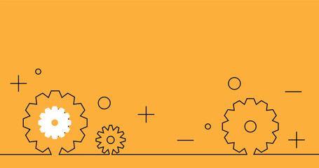 Tech Cogwheels Gear Line Art. Technology and industry graphic design elements and resources concept vector art