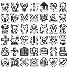 Simple Pet Health & Care Icons Collection