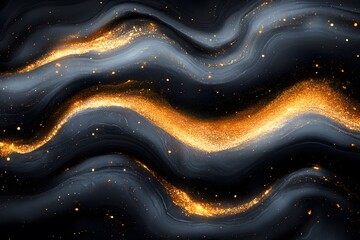 Golden Waves Texture with Glitter Sparkle for Elegant Abstract Design