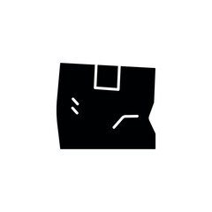 Damaged box simple glyph icon. Vector solid isolated black illustration.