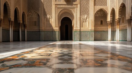 Obraz premium Stunning Interior of Historical Moroccan Palace with Decorative Details