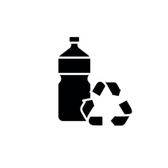 Recycling plastic bottles simple glyph icon. Vector solid isolated black illustration.