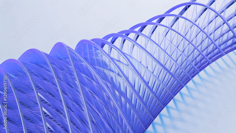 Poster 3d render illustration features a minimal geometric background with a blue wavy shape.