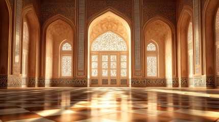 Serene Interior of Historical Architecture with Intricate Details