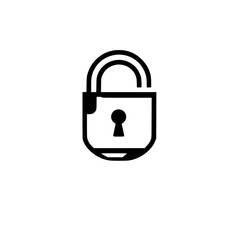 Black and white image of a padlock on a white background.