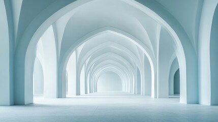 Obraz premium Serene Interior Space with Elegant Arched Architecture and Light