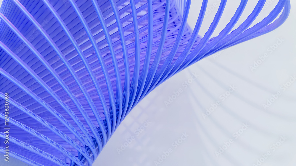 Sticker 3d render illustration features a minimal geometric background with a blue wavy shape.