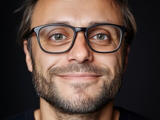 Elevate your brand with a professional personal branding portrait Capture authenticity and approachability in a high-quality image featuring a smiling man with modern glasses, reflecting confidence