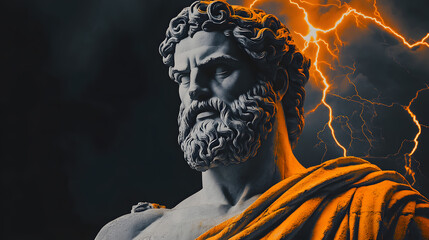 sculpture, Greek gods, Roman and modern design with antique statue retro vintage texture bright