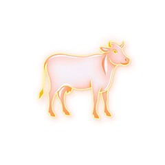 Fototapeta premium Cow holographic 3D icon. neon symbol vector illustration isolated on white background. Generative AI