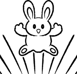 Cute cartoon bunny jumping with excitement in playful scene