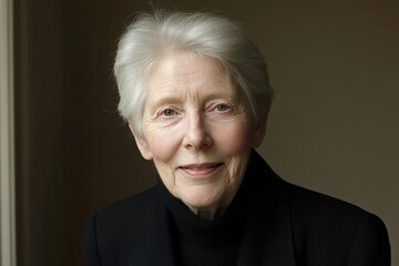 Portrait of a Senior Woman with Gray Hair and Kind Expression