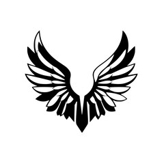 Symmetrical Black and White Winged Emblem.